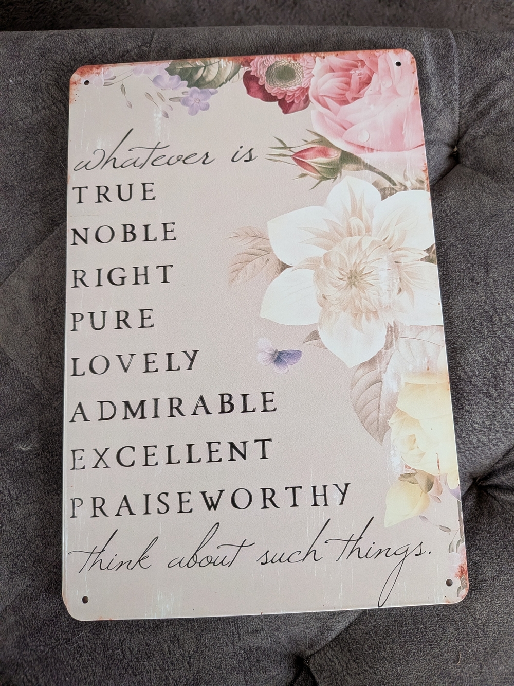 Source Unknown Floral Inspirational Wall Sign - Pink, Cream & Green